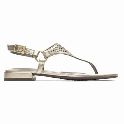 Sandálias Rockport Total Motion Zosia Thong Mulher Douradas PT-82953